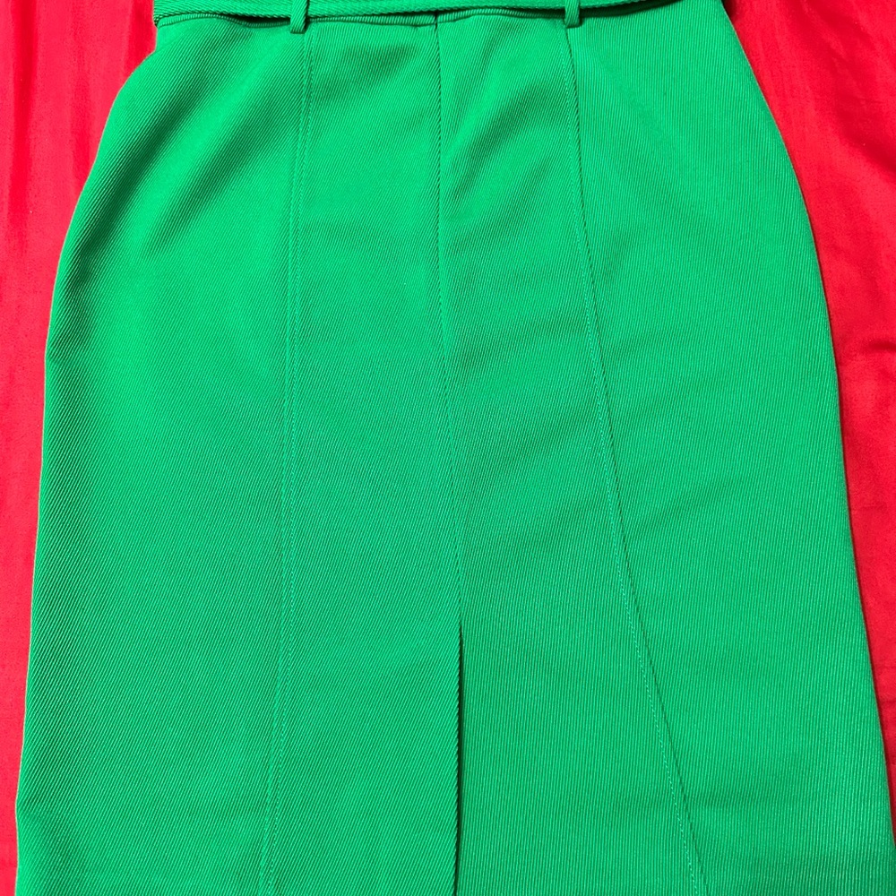 Ann Taylor Belted Seamed Pencil Skirt Bright Green